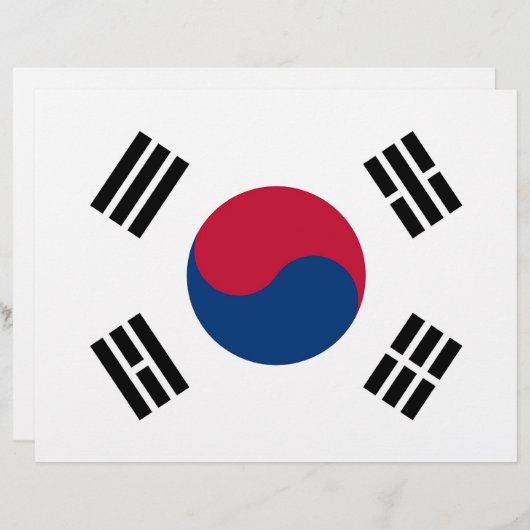 Letterhead with Flag of South Korea (Front/Back)
