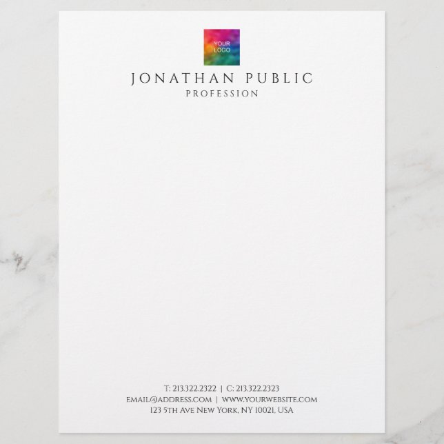 Letterheads Custom Company Logo Modern Template Letterhead (Front)