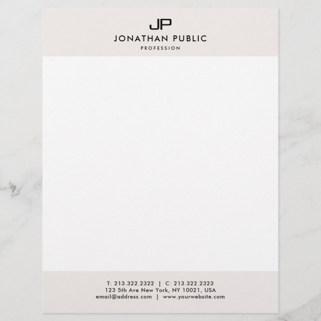 Letterheads Monogram Simple Template Modern Letterhead (Front)