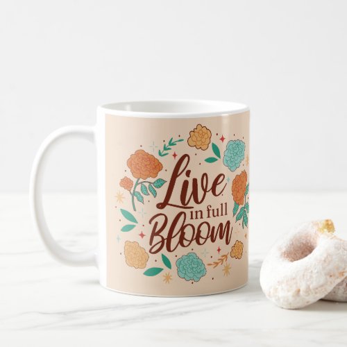 Lettering bloom flowers design coffee mug