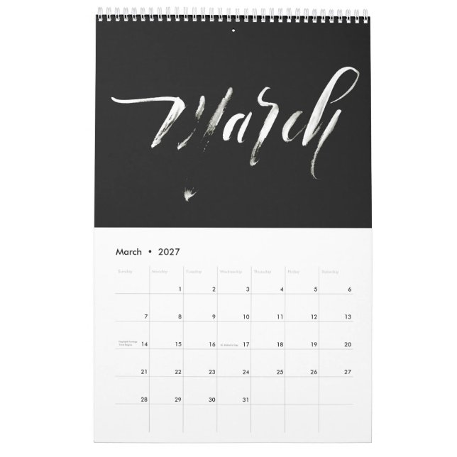 Lettering Calendar 2018 (Mar 2027)