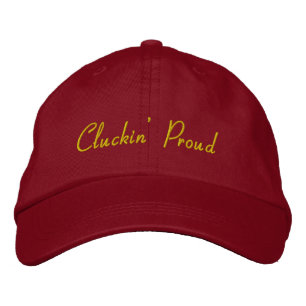 Lettering Cluckin’ Proud in Gold Embroidered Baseball Cap