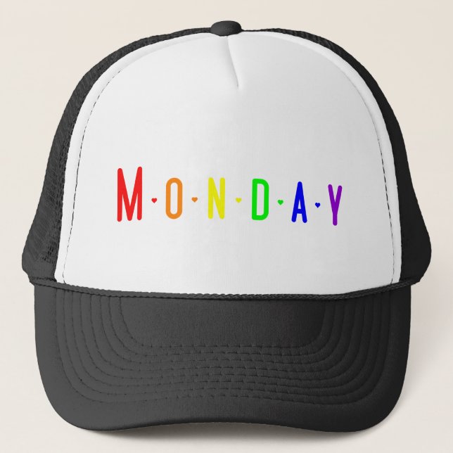 Lettering Design ‘Monday’ in Rainbow Colors Trucker Hat (Front)