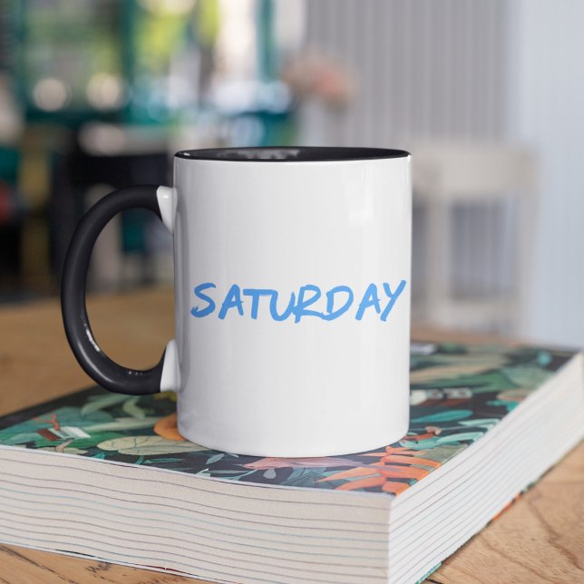 Lettering Design ‘Saturday’ in Sky Blue Mug (Creator Uploaded)