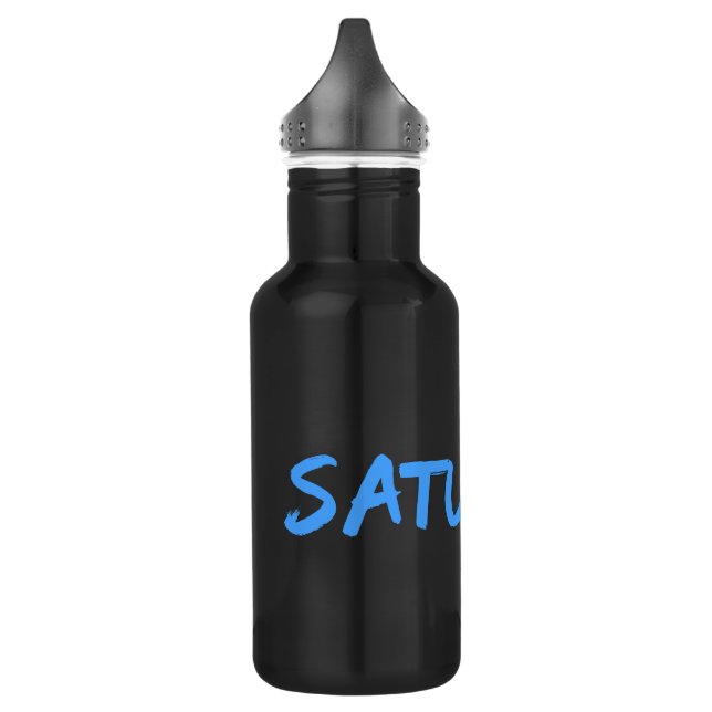 Lettering Design ‘Saturday’ in Sky Blue Stainless Steel Water Bottle (Left)