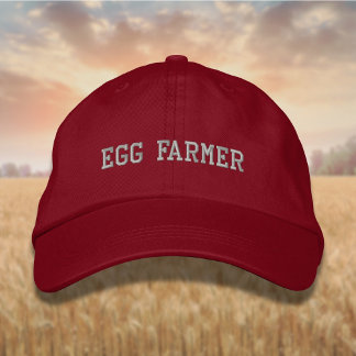 Lettering Egg Farmer in Silver Embroidered Baseball Cap