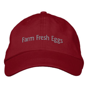 Lettering Farm Fresh Eggs in Gray Embroidered Baseball Cap