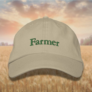 Lettering Farmer in Backyard Green Embroidered Baseball Cap