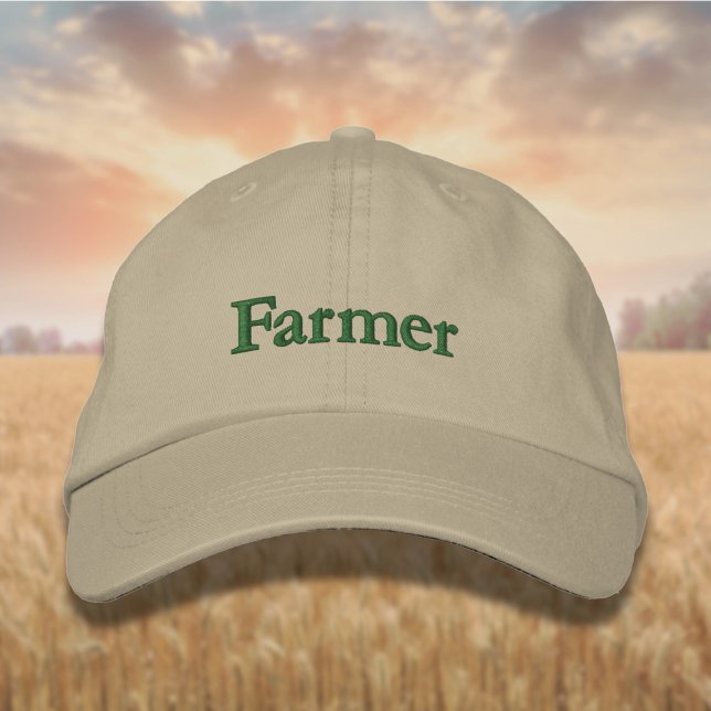 Lettering Farmer in Backyard Green Embroidered Baseball Cap (Creator Uploaded)