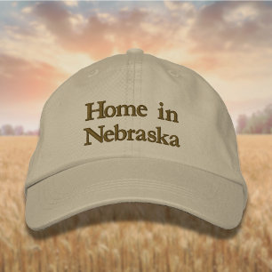 Lettering Home in Nebraska in Golden Brown Embroidered Baseball Cap