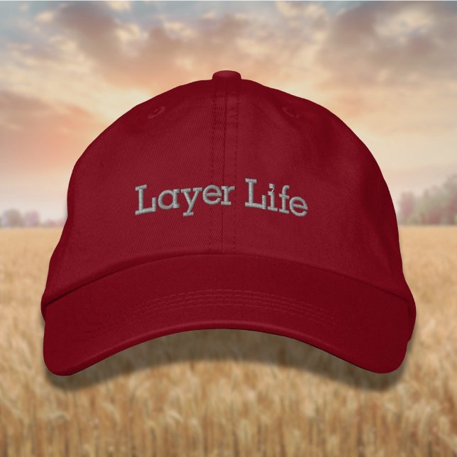 Lettering Layer Life in Gray Embroidered Baseball Cap (Creator Uploaded)