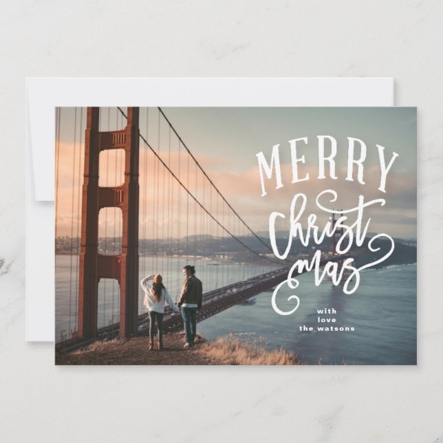 Lettering Merry Christmas Photo Holiday Card (Front)