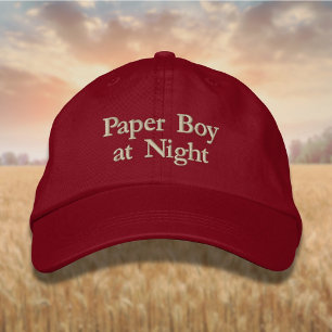 Lettering Paper Boy at Night Embroidered Baseball Cap