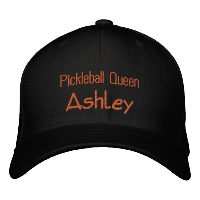 Lettering Pickleball Queen Ashley Embroidered Baseball Cap (Front)