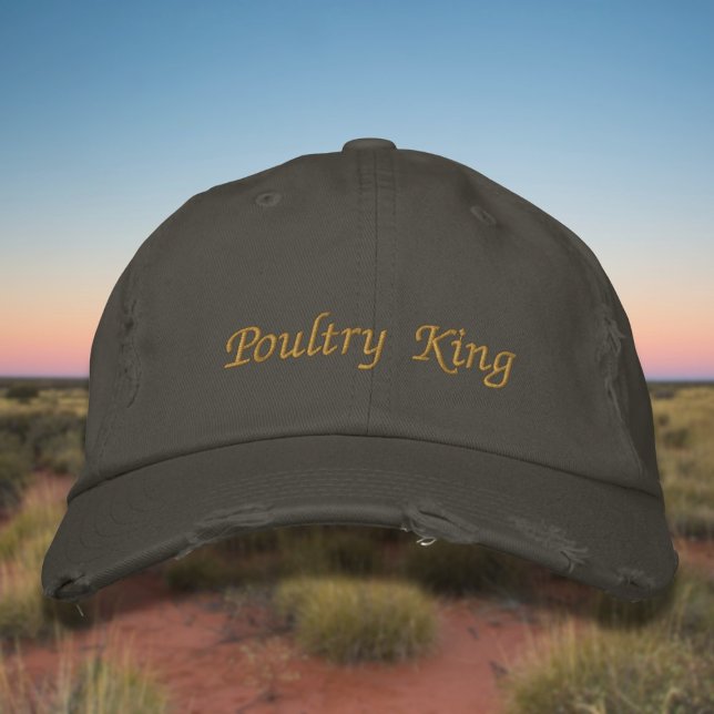 Lettering Poultry King in chicken brown Embroidered Baseball Cap (Creator Uploaded)