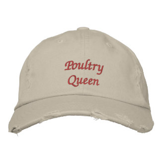 Lettering Poultry Queen in strawberry red Embroidered Baseball Cap