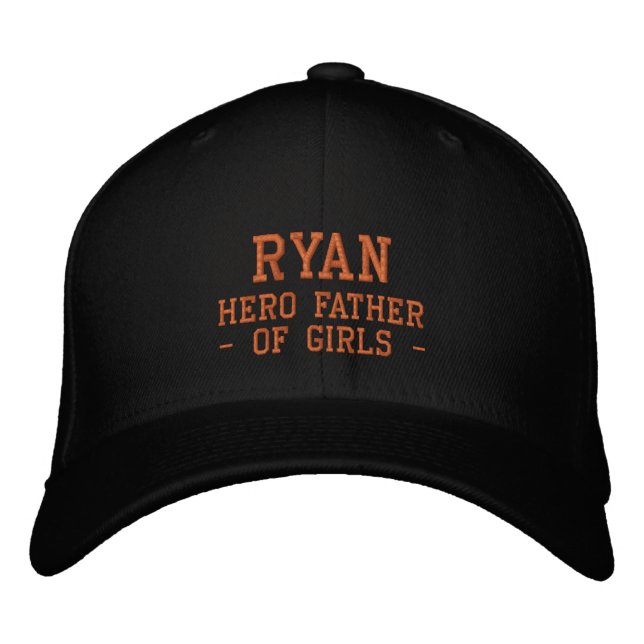 Lettering Ryan - hero father of girls Embroidered Baseball Cap (Front)