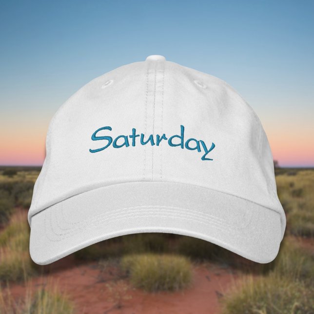 Lettering Saturday in California Blue Embroidered Baseball Cap (Creator Uploaded)
