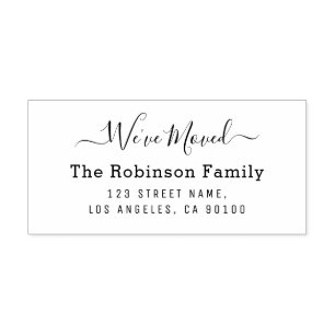 lettering script we've moved new address self-inking stamp