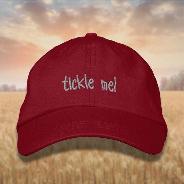 Lettering tickle me! in Ash Grey Embroidered Baseball Cap (Creator Uploaded)
