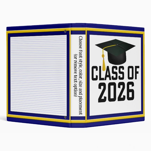 Letterman Class of 2026 Graduation 3 Ring Binder (Background)