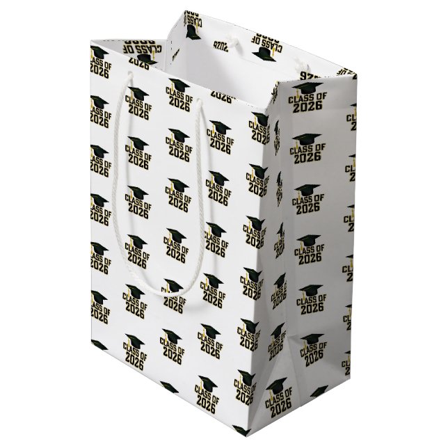 Letterman Class of 2026 Graduation Medium Gift Bag (Back Angled)