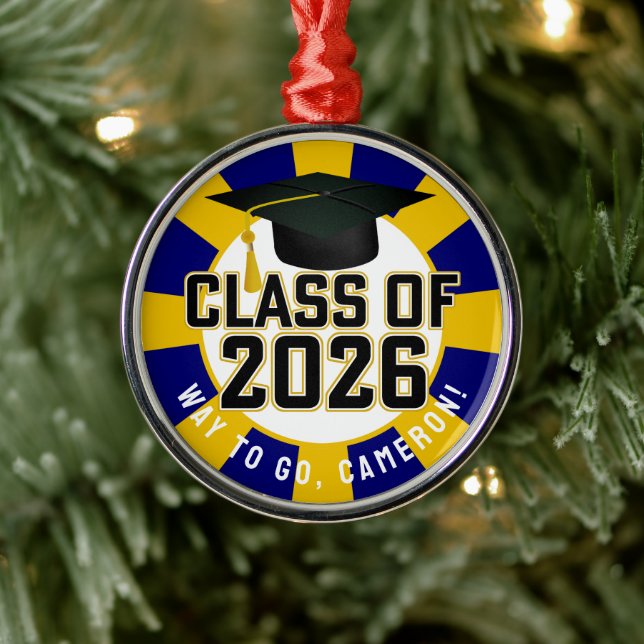 Letterman Class of 2026 Graduation Metal Ornament (Tree)