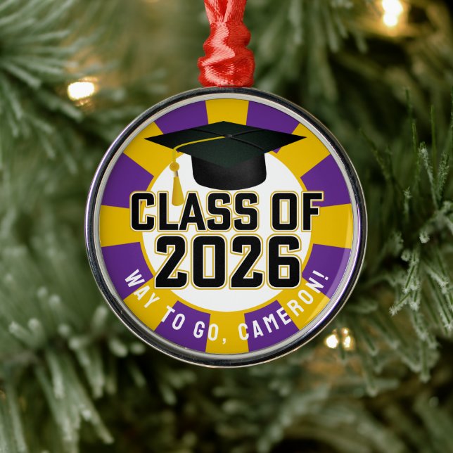Letterman Class of 2026 Graduation Metal Ornament (Tree)
