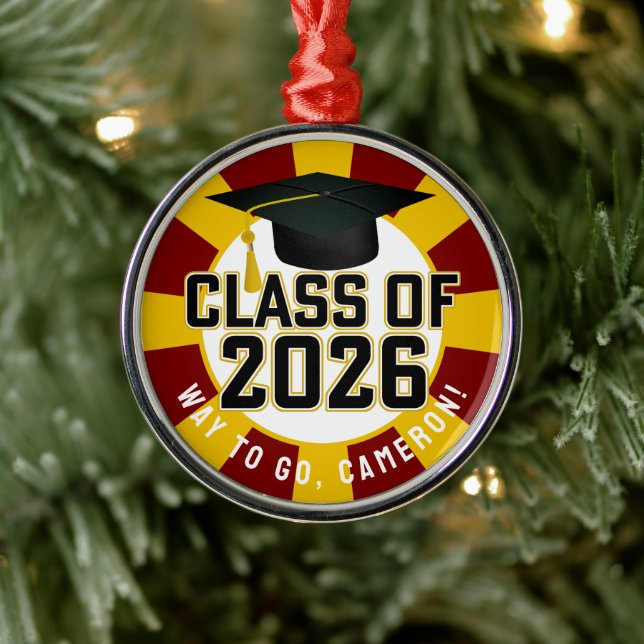 Letterman Class of 2026 Graduation Metal Ornament (Tree)