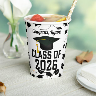 Letterman Class of 2026 Graduation Paper Cups
