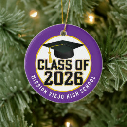 Letterman Class of 2026 Photo Graduation Ceramic Ornament