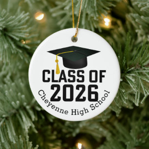 Letterman Class of 2026 Photo Graduation Ceramic Ornament