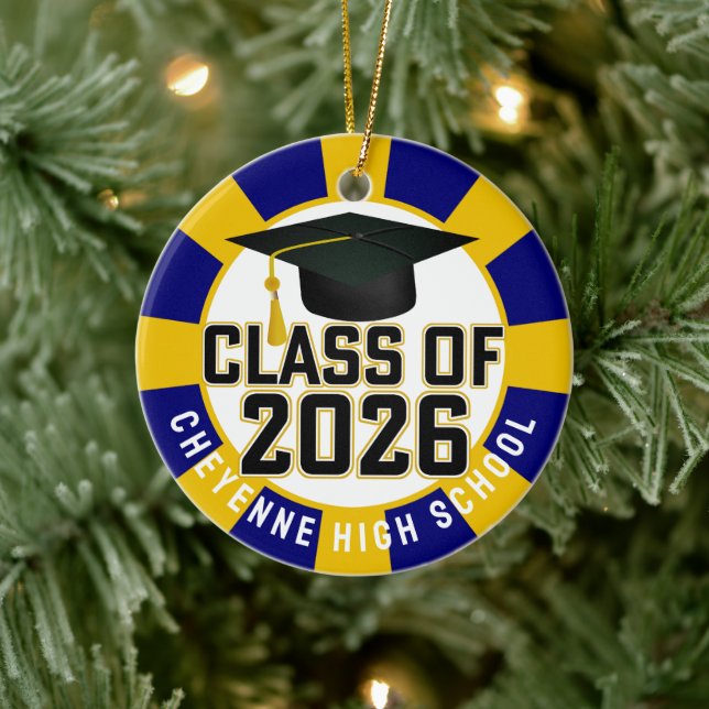 Letterman Class of 2026 Photo Graduation Ceramic Ornament (Tree)