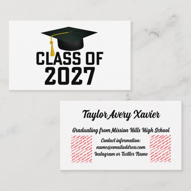 Letterman Class of 2027 Graduation Business Card (Front/Back)