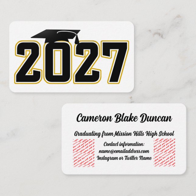Letterman Class of 2027 Graduation Enclosure Card (Front/Back)