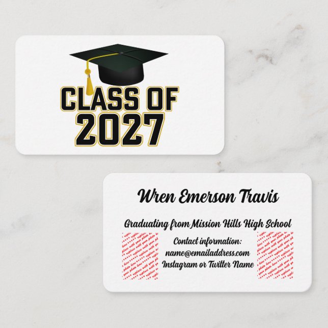 Letterman Class of 2027 Graduation Enclosure Card (Front/Back)