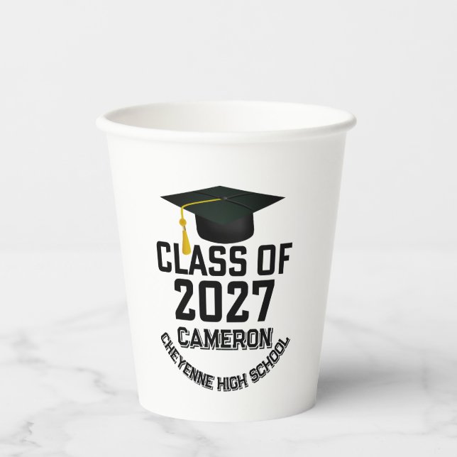 Letterman Class of 2027 Graduation Paper Cups (Front)