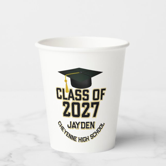 Letterman Class of 2027 Graduation Paper Cups (Front)
