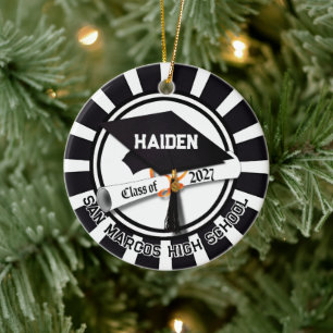 Letterman Class of 2027 Photo Graduation Ceramic Ornament