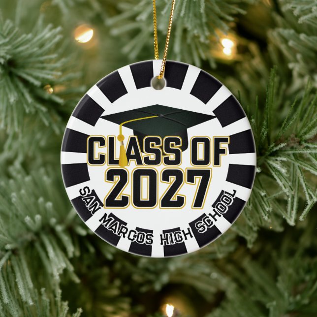 Letterman Class of 2027 Photo Graduation Ceramic Ornament (Tree)
