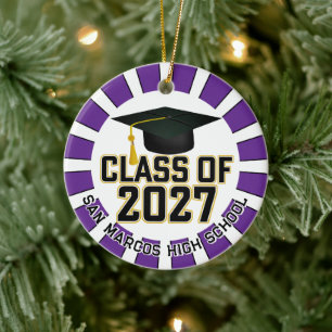 Letterman Class of 2027 Photo Graduation Ceramic Ornament