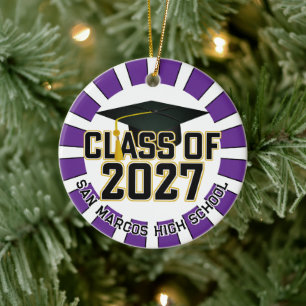 Letterman Class of 2027 Photo Graduation Ceramic Ornament