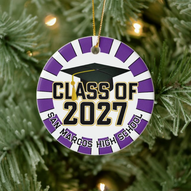 Letterman Class of 2027 Photo Graduation Ceramic Ornament (Tree)