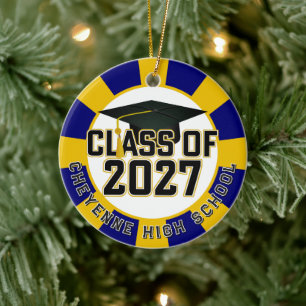 Letterman Class of 2027 Photo Graduation Ceramic Ornament