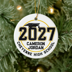 Letterman Class of 2027 Photo Graduation Ceramic Ornament