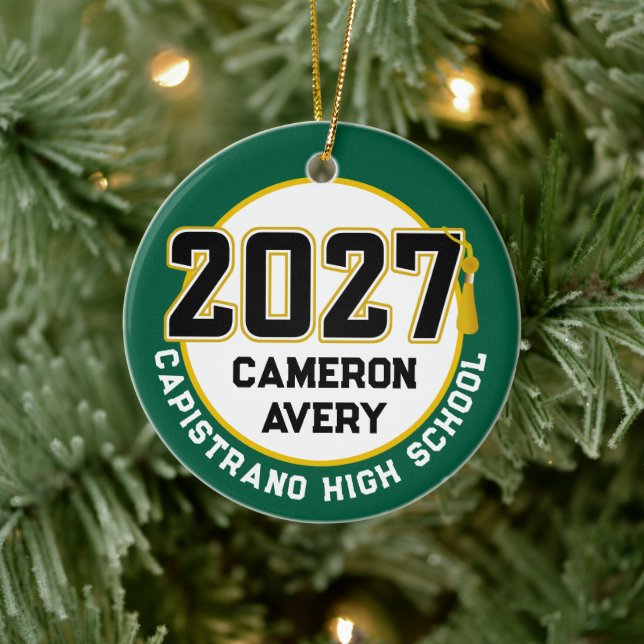 Letterman Class of 2027 Photo Graduation Ceramic Ornament (Tree)