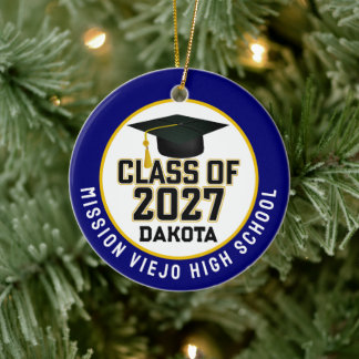 Letterman Class of 2027 Photo Graduation Ceramic Ornament