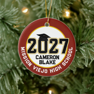 Letterman Class of 2027 Photo Graduation Ceramic Ornament