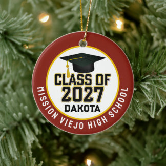 Letterman Class of 2027 Photo Graduation Ceramic Ornament
