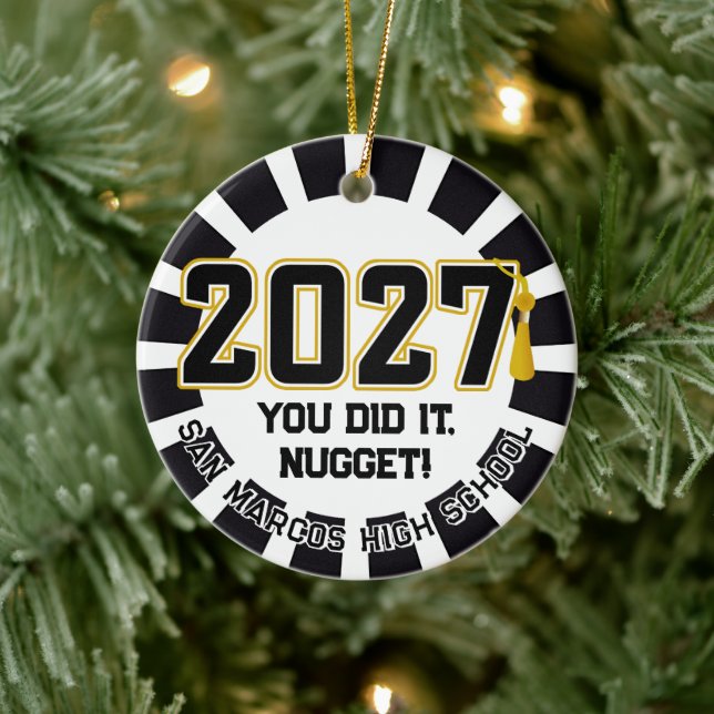 Letterman Class of 2027 Photo Graduation Ceramic Ornament (Tree)